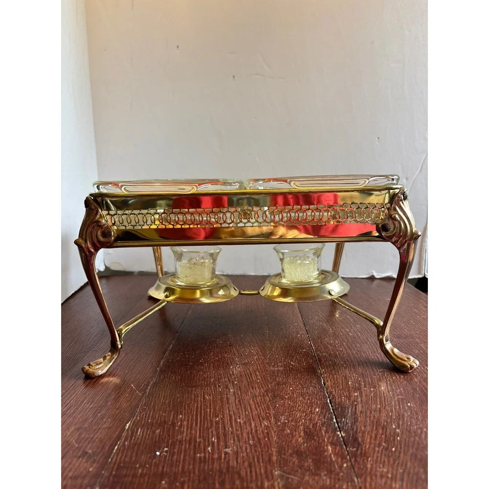 Princess House Brass Buffet Server 57 Anchor Hocking Fire-King Glass Loaf Dishes